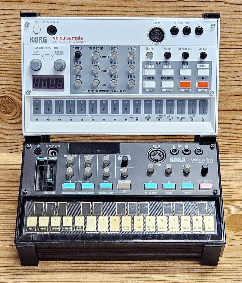 The Analog Source حامل مكتب أسود من طبقتين لجهاز Korg Volca Beats Bass FM Keys Nubass Loop Sample Synthesizer Mixer Drum Rhythm Machine Sampler - Image 3